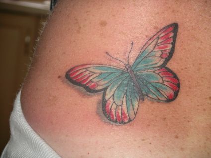 Butterfly Image Tats On Shoulder